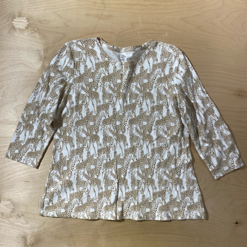 Kim Rogers Long-Sleeve Tee with Tan Giraffe Print Small (QX)